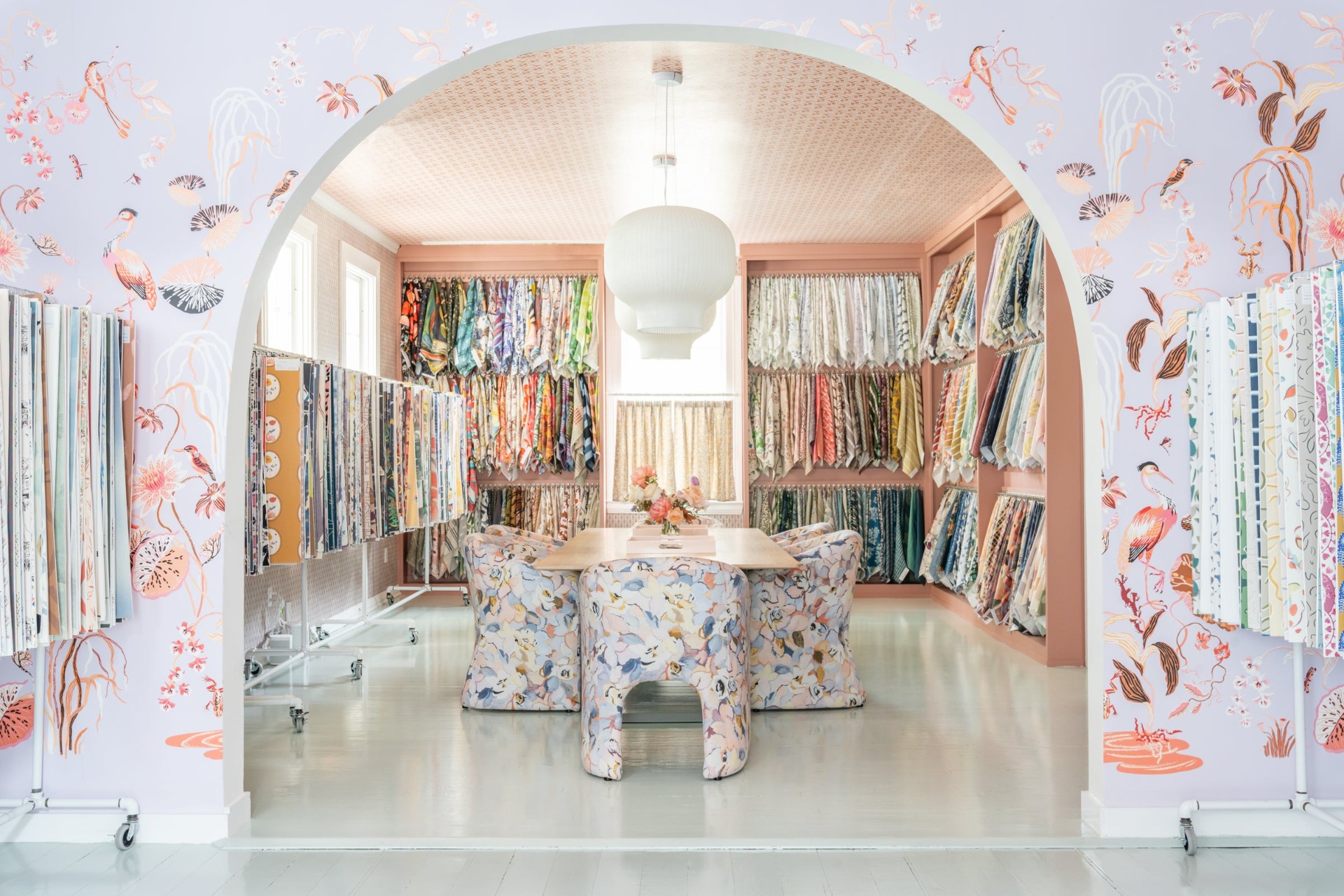 Arched entry into the SUPPLY Showroom fabric room